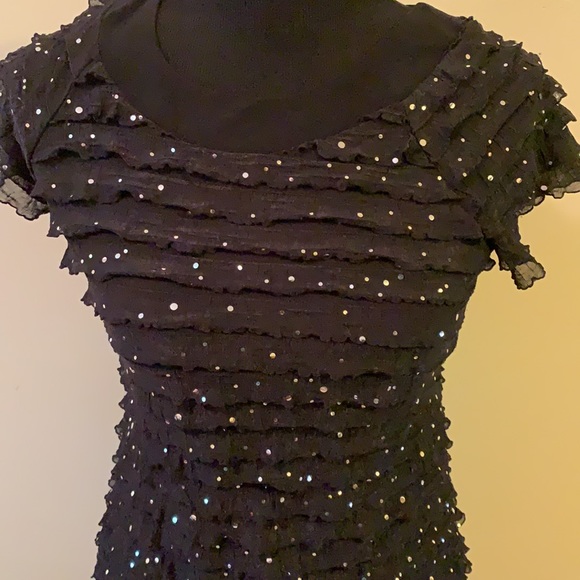 Girl’s Ruffle Sparkly Black Dress - Picture 2 of 5